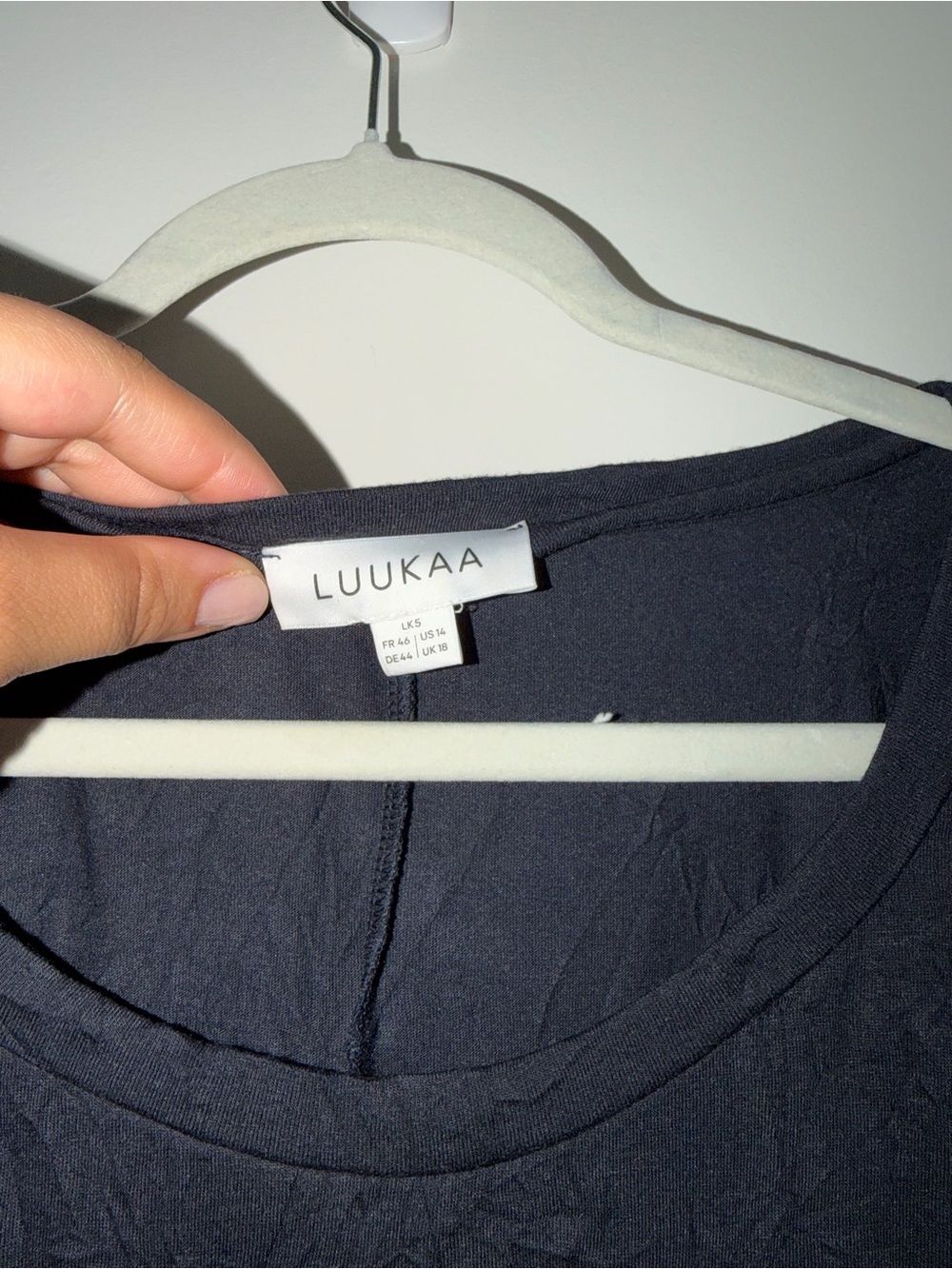 Luukaa Crinkled cotton lagen look navy dress 14 oversized art‎ modern boho chic - Picture 9 of 13